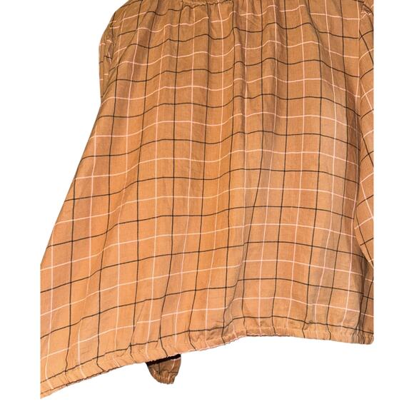 Roolee Linen Blend Boxy Top Women's XXL Plaid Equestrian Preppy Balloon Sleeves - Picture 2 of 10